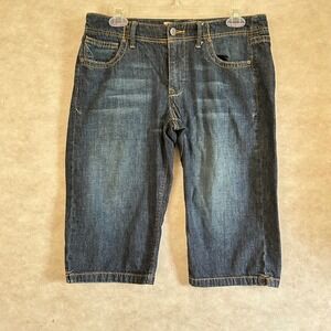 Old Navy Womens Mid Rise Denim Bermuda Shorts Dark Wash Blue 100% Cotton Size 8